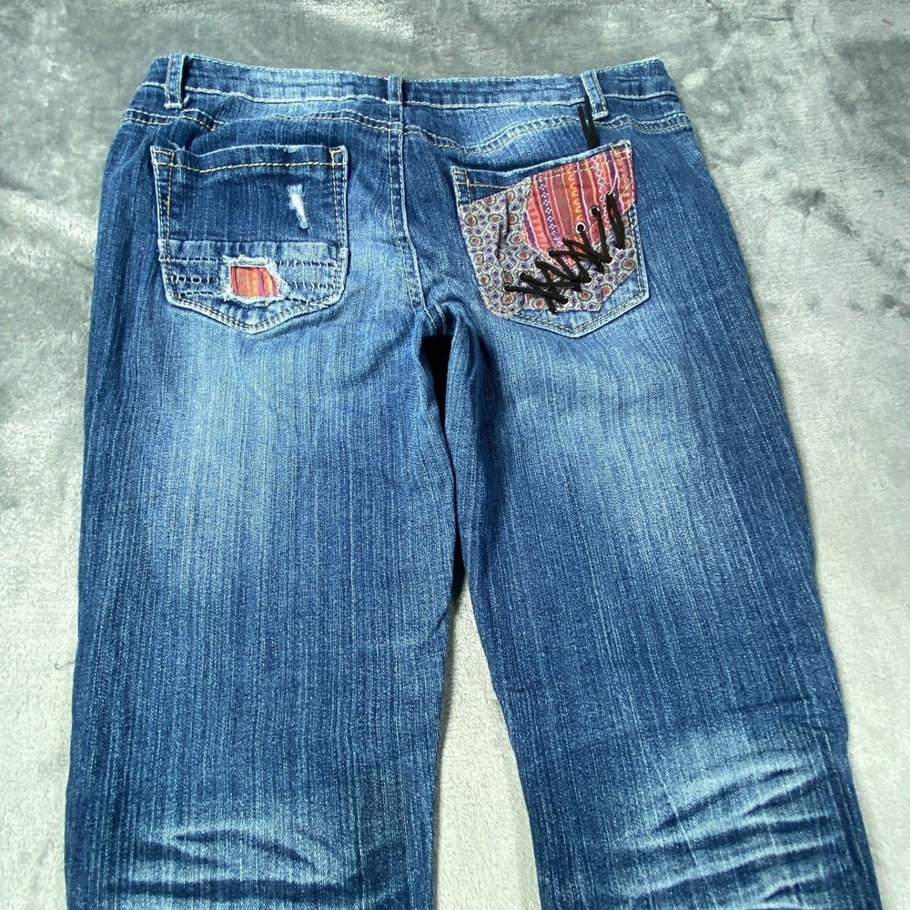 Hippie Laundry Jeans Womens 9 Blue Patchwork Y2K Boho‎ Festival Bootcut Distress - Picture 10 of 10